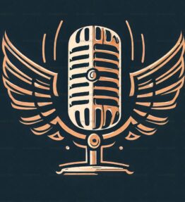 Retro Mikrofon mit Flügeln